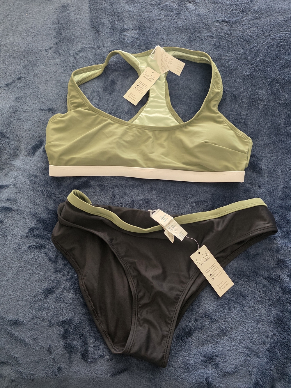 Cupshe Olive Green and Black Sport Bikini Set